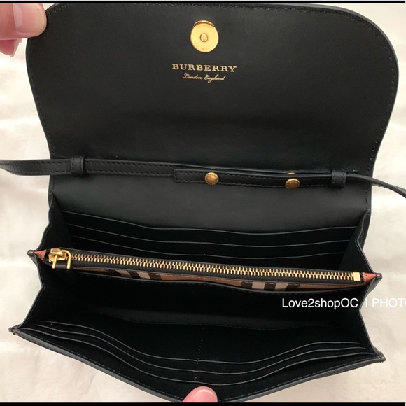 BURBERRY Detachable Strap Check Leather Wallet - Picture 8 of 15